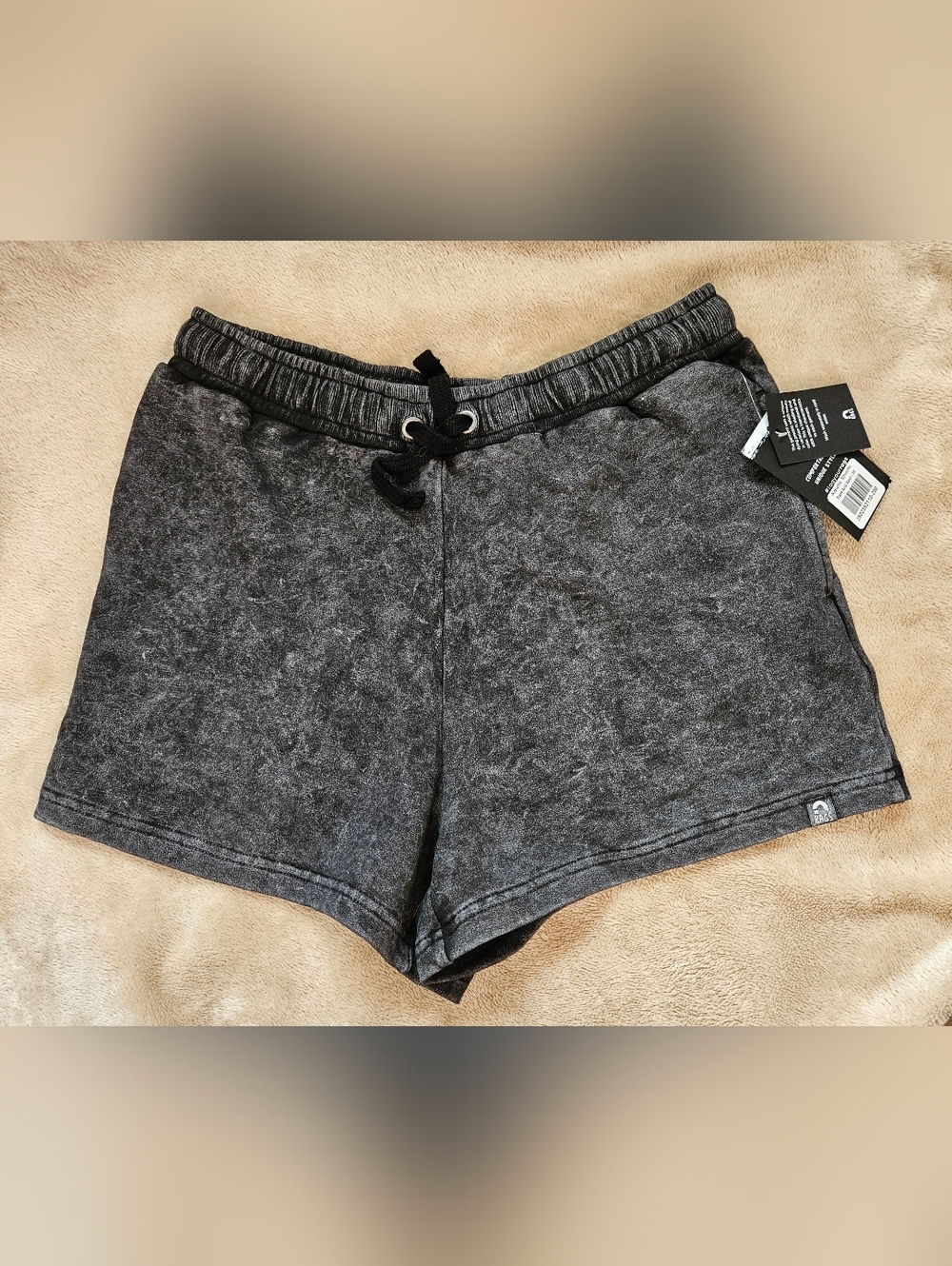 Rags Black Acid Wash Adults Shorts XS - NWT